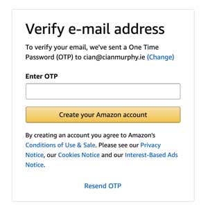 one time password for amazon business