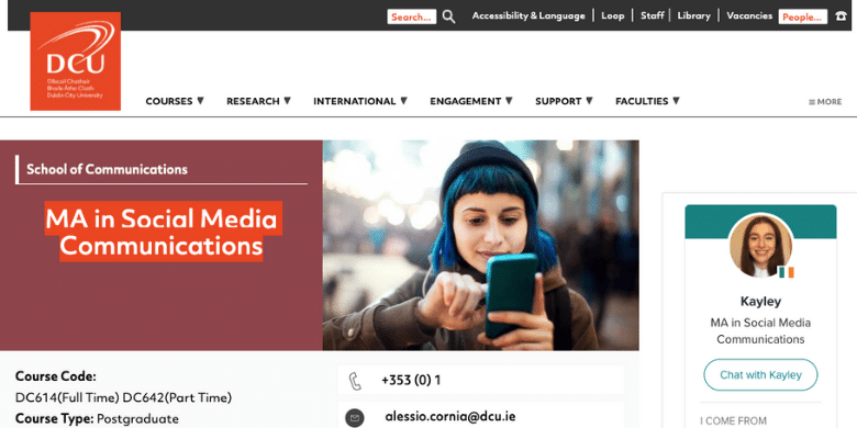 Dublin College University - MA in Social Media Communications