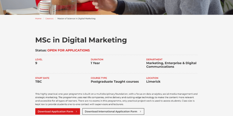 Limerick Institute of Technology - MSc in Digital Marketing
