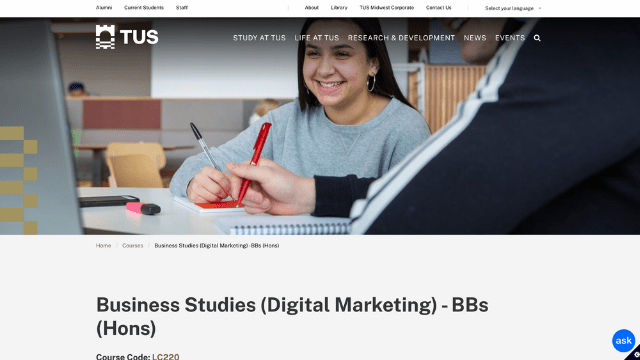 Technical University of the Shannon: Midlands Midwest -  BB in Business Studies (Digital Marketing)